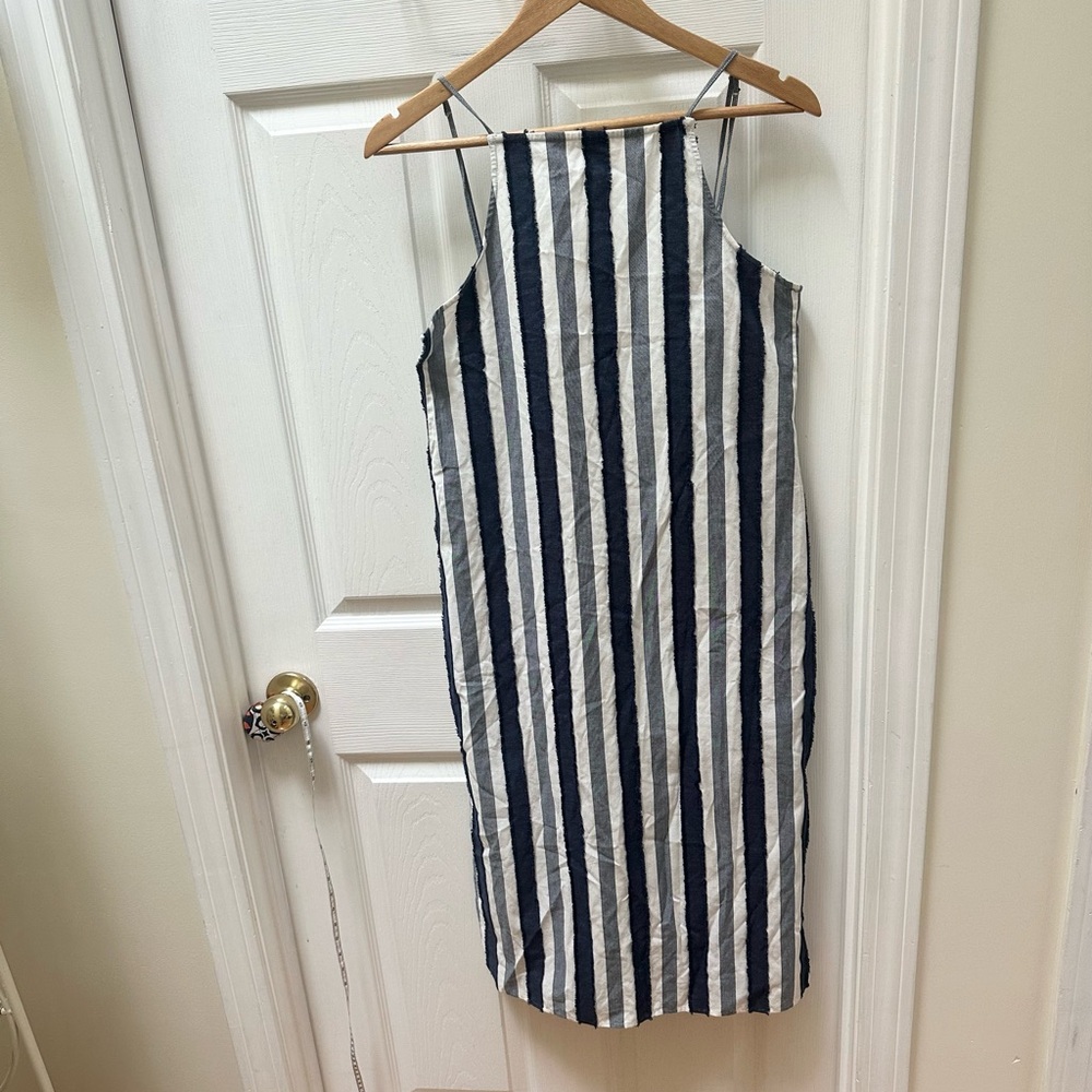 Onia Melanie Dress Striped Navy Blue White Midi Dress tank S Small - Picture 2 of 10